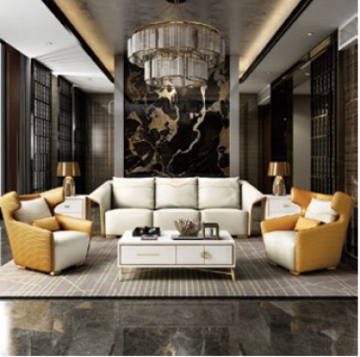 Luxus Miwwelen Sofagarnitur Couch Sofa Polster 3+1+1 Sofaen Giel Designer