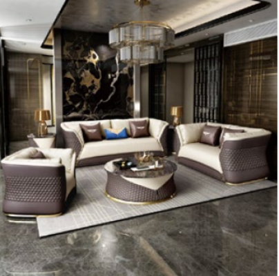 Luxus Mébelen Canapé Garnitur Couch Sofa Polster 3+2+1 Sëtz mat Dësch.