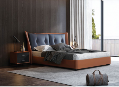 Italienesch Designer-Miwwelen Bett Duebel Schlofzëmmer 180x200cm Nei