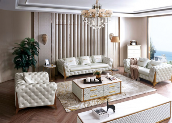 Italienesch Luxus Miwwelen Wunnzëmmer Setz 3+2+1 Canapé Set Miwwelen Couch