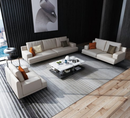 Modern wäiss Lieder-Sëtzgrupp 3+2 Sëtzer Wunnzëmmer Exklusiv Couchen 2tlg.