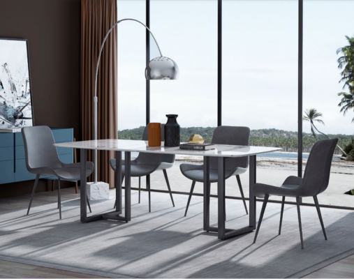 Design Iesszëmmer Grupp Dësch + 4 Still Sëtz Polster Dekor Garnitur Dëscher