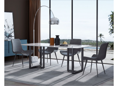 Design Iesszëmmer Grupp Dësch + 4 Still Sëtz Polster Dekor Garnitur Dëscher