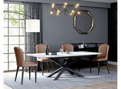 Iesszëmmer Design Miwwelen Stullgrupp Dësch + 4 Lehn Still 5 tlg. Set