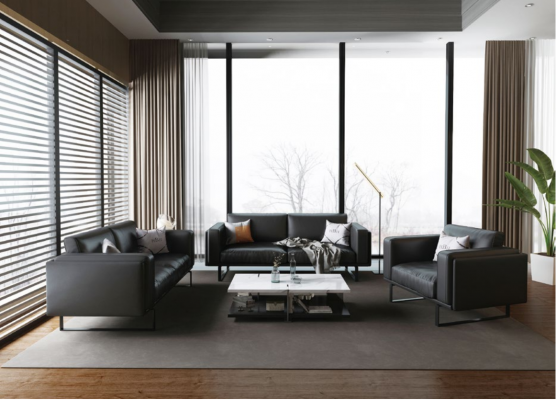 Luxus Büro Office Miwwel Sofa Lieder Couch Garnitur 3+2+1 + Dëscht fir virum Canapé 4tlg