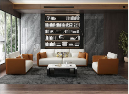 Luxus Miwwel Sofa Garnitur Couch Sofa Polstersëtzer 3 2 1 Couchen Orange Lieder
