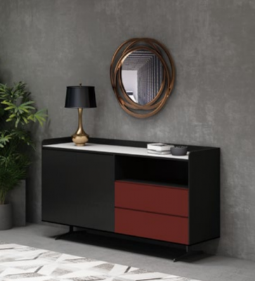 Italienesch Designer Kommod Stil Miwwelen Héich Schaf Schief Oranj.