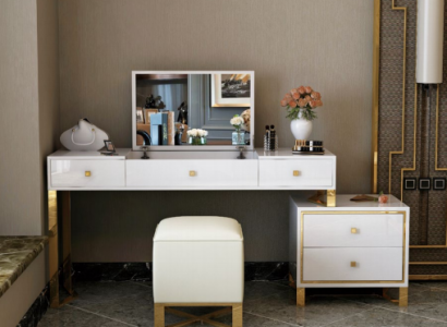 Schminktisch Spigel Hocker Komplett Set Kommode Schlofzëmmer Nei 3tlg.