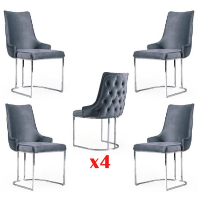 Set vu 4x Still Modern Gepolstert Design Stillgruppe Holz Iess Stull