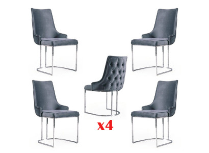 Set vu 4x Still Modern Gepolstert Design Stillgruppe Holz Iess Stull