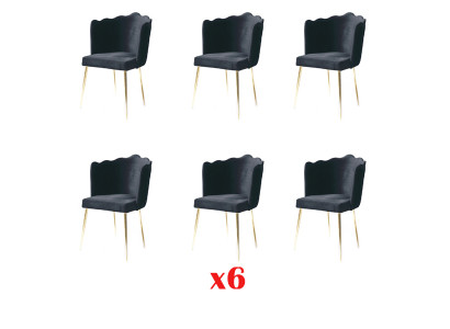 Grupp Garnitur 6 Still Set Textil Polster Sëtz Edelstol Iesszëmmer
