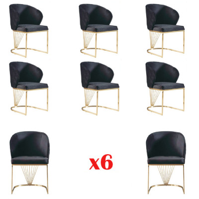Set 6x Still Still Sessel Iesszëmmer Garnitur Holz Modern Grupp Miwwelen