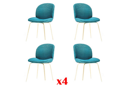 Gepolstert Iesszëmmer Still 4x Stull Grupp Garnitur Stoff Design