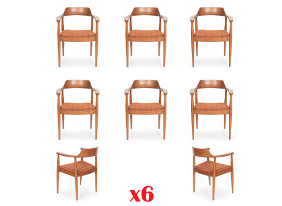 Set vu 6 Stull Luxus Design Gepolstert Massiv Holz Sëtz Büro Iesszëmmer