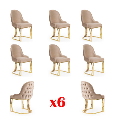 Setzt 6 Sessel Still Design Metall Stoff Polster Still Iesszëmmer Textil