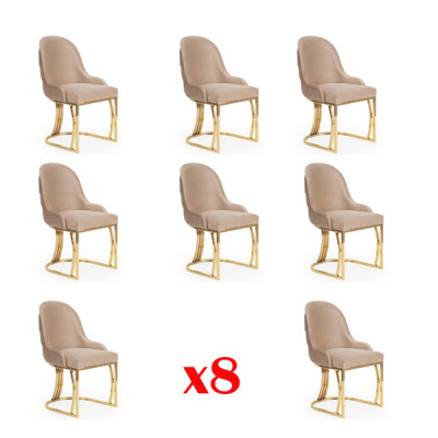 Design Stull Set 8x Sesselen Edelstol Textil Polster Still Iesszëmmer