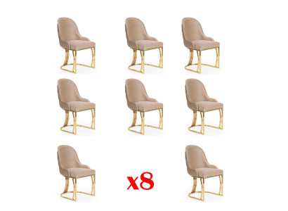 Design Stull Set 8x Sesselen Edelstol Textil Polster Still Iesszëmmer