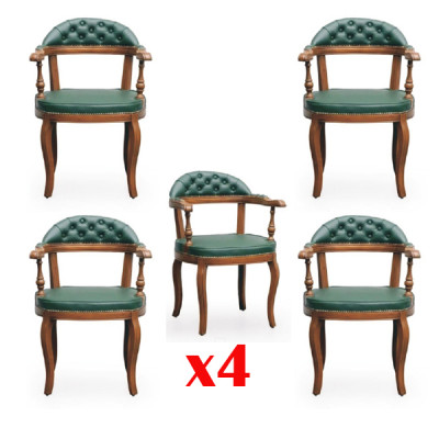 Iesszëmmer Garnitur Holz Modern Grupp Lehnstull Miwwelen 4 Still Fauteuil