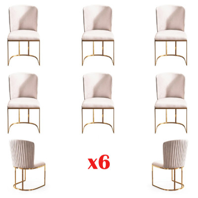 Iesszëmmerstull Designer Still Neit Set 6x Stoff Massivholz Stull