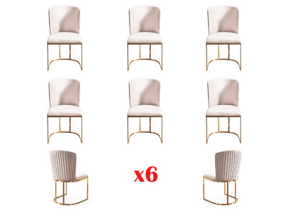 Iesszëmmerstull Designer Still Neit Set 6x Stoff Massivholz Stull