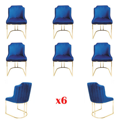 Garnitur Set 6x Iesszëmmer Stull Sëtz Grupp Still Textil Polster
