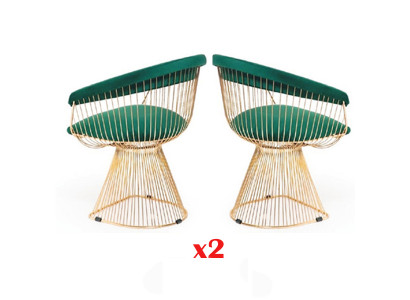 Design Still Këssen Set 2x Stull Edelstol 100% Stoff Iesszëmmer Miwwelen