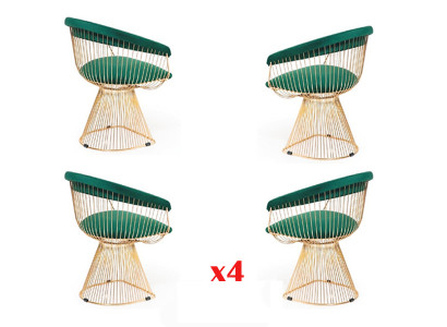 Garnitur Design 4x Stull Set Iesszëmmer Textil Polster Sëtz Stullën