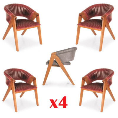Garnitur 4x Stull Moderne Polster Design Gruppen Holz Iessstull Zëmmer