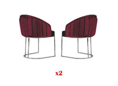 Designer Metall Stoff Polster Still Gastro Iesszëmmer Modern 2x Fotel.