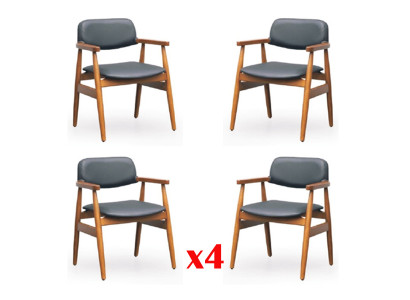 Set Still Garnitur Polster Wunnzëmmer Holz 4x Still Iesszëmmer Grupp