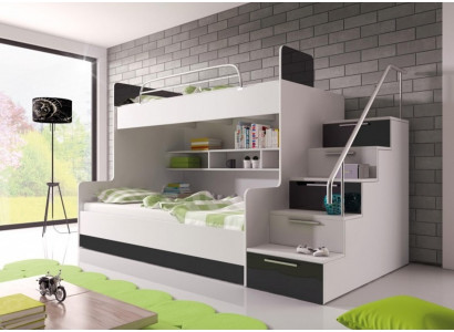 Schwaarzt Duebelblockbett Stapel Bett Kannerzëmmer Better Héichbett Héichglanz Miwwelen
