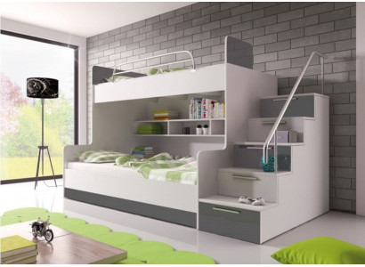 Grau Duebelstéckbett Etagebett Kannerzëmmer Better Héichbett Héichglanz Miwwelen