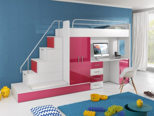 Héichbetter Stäckebetten Héichbett Blo Kannerzëmmer Better Stäck Rosa Bett Neit