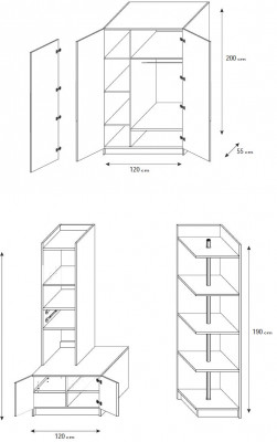 Kleiderschaf Jugendzëmmer Kannerzëmmer Schief Miwwelen Design Nei