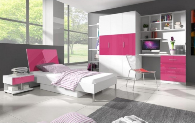 Bett + Nuetsdësch Kandenzëmmer Schlofzëmmer Miwwelen Better 2-Set Rosa