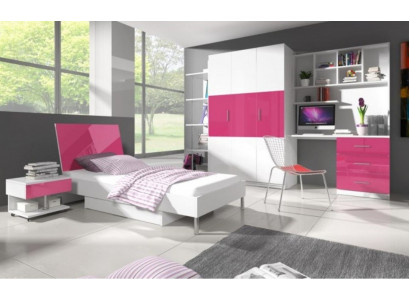 Bett + Nuetsdësch Kandenzëmmer Schlofzëmmer Miwwelen Better 2-Set Rosa