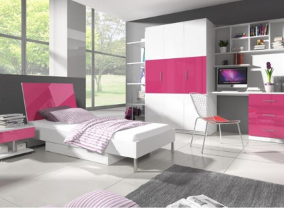 Bett + Nuetsdësch Kandenzëmmer Schlofzëmmer Miwwelen Better 2-Set Rosa
