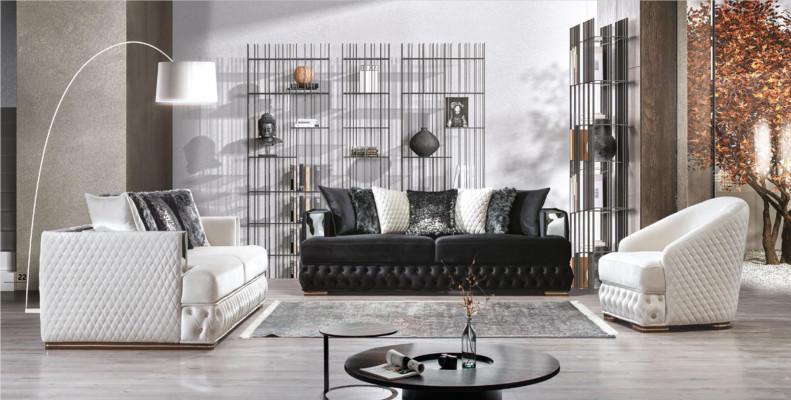 Chesterfield Luxus Canapé-Set Gepolstert Miwwelen 3+3+1 Wunnlandschaft