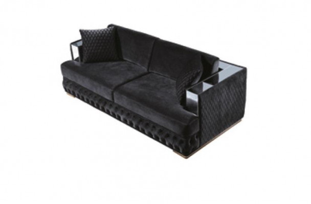 Dreisëtzer Chesterfield Couch Schwaarz Sofas Textil Lieder Sofa Couchen