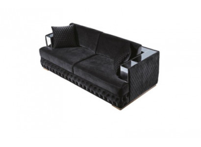 Dreisëtzer Chesterfield Couch Schwaarz Sofas Textil Lieder Sofa Couchen