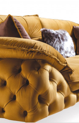 Chesterfield Dräisëtzer Couch Polstersofa Textil Lieder Sofa Couchen Miwwelen Nei