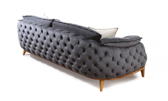Chesterfield mat Holz Stoff Couch Sofagarnitur 331 Sëtz Set Polster