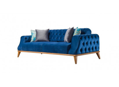 Sofa 3-Sëtzer Blo Wunnzëmmer Klassesch Chesterfield Eleganten Stil