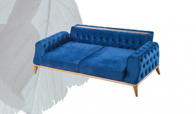 Sofa 3-Sëtzer Blo Wunnzëmmer Klassesch Chesterfield Eleganten Stil