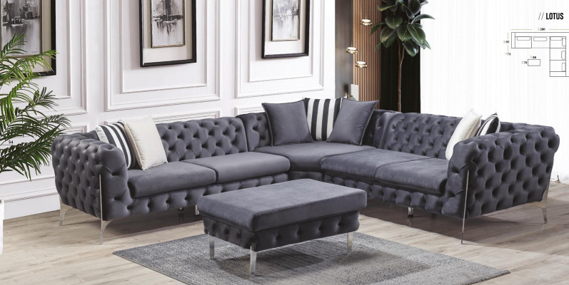 Hocker Blo Liewenzëmmer Chesterfield Elegante Miwwelen Italieneschen Stil
