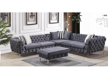 Hocker Blo Liewenzëmmer Chesterfield Elegante Miwwelen Italieneschen Stil