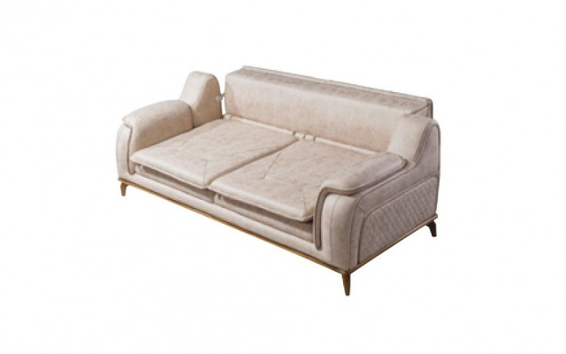 Sofagarnitur 3+3+1 Sëtzer Blo Fotell Luxus Lieder Sofa Canapé Miwwelen Western Stil