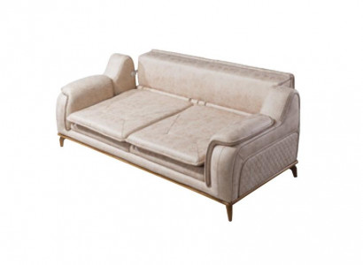 Beige Sofa 3-Sëtzer Wunnzëmmer Klassesch Design Chesterfield Eleganten Stil Nei