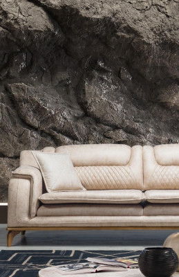 Beige Sofa 3-Sëtzer Wunnzëmmer Klassesch Design Chesterfield Eleganten Stil Nei