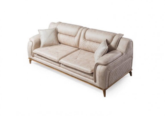 Beige Sofa 3-Sëtzer Wunnzëmmer Klassesch Design Chesterfield Eleganten Stil Nei